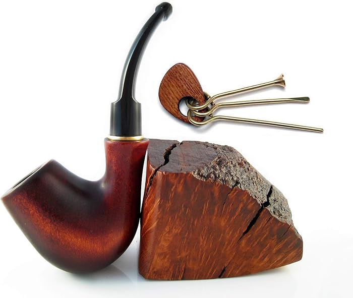 Magic Gift Set Genuine Wooden Tobacco Pipe"Sherlock Holmes" 5'' and Tamper Wood Pipe Special Designed for Pipe Smokers, Carving Handmade.