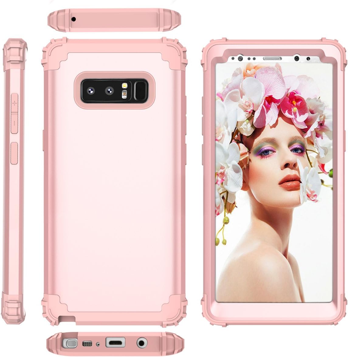Galaxy Note 8 Case, Sugoiti Full Body Heavy Duty Protection Shockproof Slim Fit Case Cover for Samsung Galaxy Note 8 (2017 Release) - Rose Gold/Pink