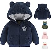 Newborn Infant Baby Boys Girls Cartoon Fleece Hooded Jacket Coat with Ears Warm Todder Kids Outwear Coat Zipper Up 0-6Y