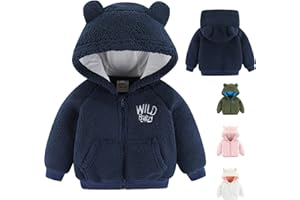 GAJAOUS Newborn Infant Baby Boys Girls Cartoon Fleece Hooded Jacket Coat with Ears Warm Todder Kids Outwear Coat Zipper Up 0-6Y