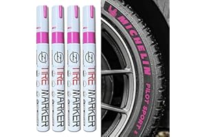HUWANDE 4Pcs Car Tire Marker Pens,Waterproof Car Tire Paint Pen,Anti-drying Letter Graffiti Ink Marker (Pink)