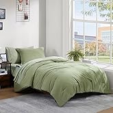 WRENSONGE Twin Comforter Set- 5 Pieces Sage Green Bed in a Bag, All Season Twin XL Bedding Sets with 1 Fitted Sheet, 1 Flat Sheet, 1 Pillow Sham and 1 Pillowcase
