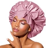 BONNET QUEEN Silk Bonnet Sleeping Cap for Curly Hair Medium Light Rose Gold