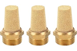 PATIKIL 3/4 Inch NPT Sintered Bronze Exhaust Muffler, 3 Pcs Brass Pneumatic Muffler