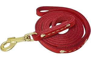 Leather Dog Leash 6 ft x 3/4 inch Heavy Duty Genuine Leather Dog Training Leash Soft and Strong Leather Leash for Small and M