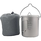 SANTTA 700mL Dual-Function Titanium Camping Mug Pot, 25oz Ultra Light Pot with Bail Handle for Outdoor Cooking