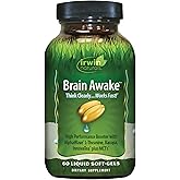 Irwin Naturals Brain Awake Enhanced Mental Performance, Increased Focus, Boost Clarity & Concentration - Powerful Nootropic Booster with L-Theanine, Bacopa, MCT's & InnovaTea - 60 Liquid Softgels