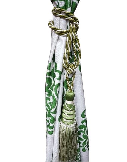 Kunal Enterprises Set Of 2 Beautiful Curtain Tie Backs (Tassels_Green)