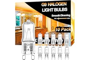 Vannise G9 Halogen Bulb 60 Watt - 10 Pack Long Lasting G9 Bulb 60W 120V, Halogen Bulbs 2 Pin G9 Dimmable 2800K Warm White, Hi