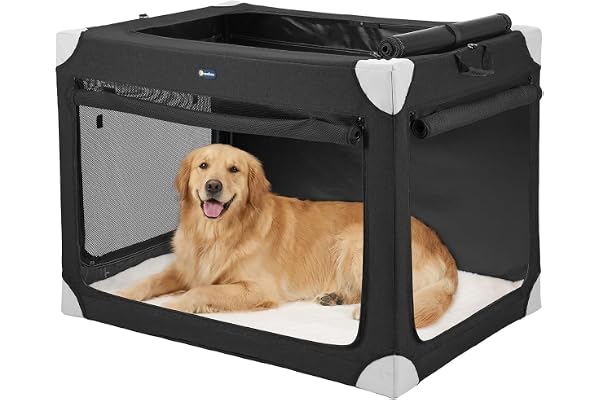 Veehoo Collapsible Large Dog Crate for Indoor Outdoor, Portable & Travel | 36 Inch Soft Side Dog Crates, Foldable Pet Kennel