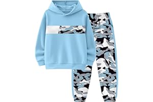 Tainmully Boys Clothes Boy Outfits 2-Piece Long Sleeve Hoodie and Camouflage Pants Boys Fall Winter Clothes for 6-16 Years