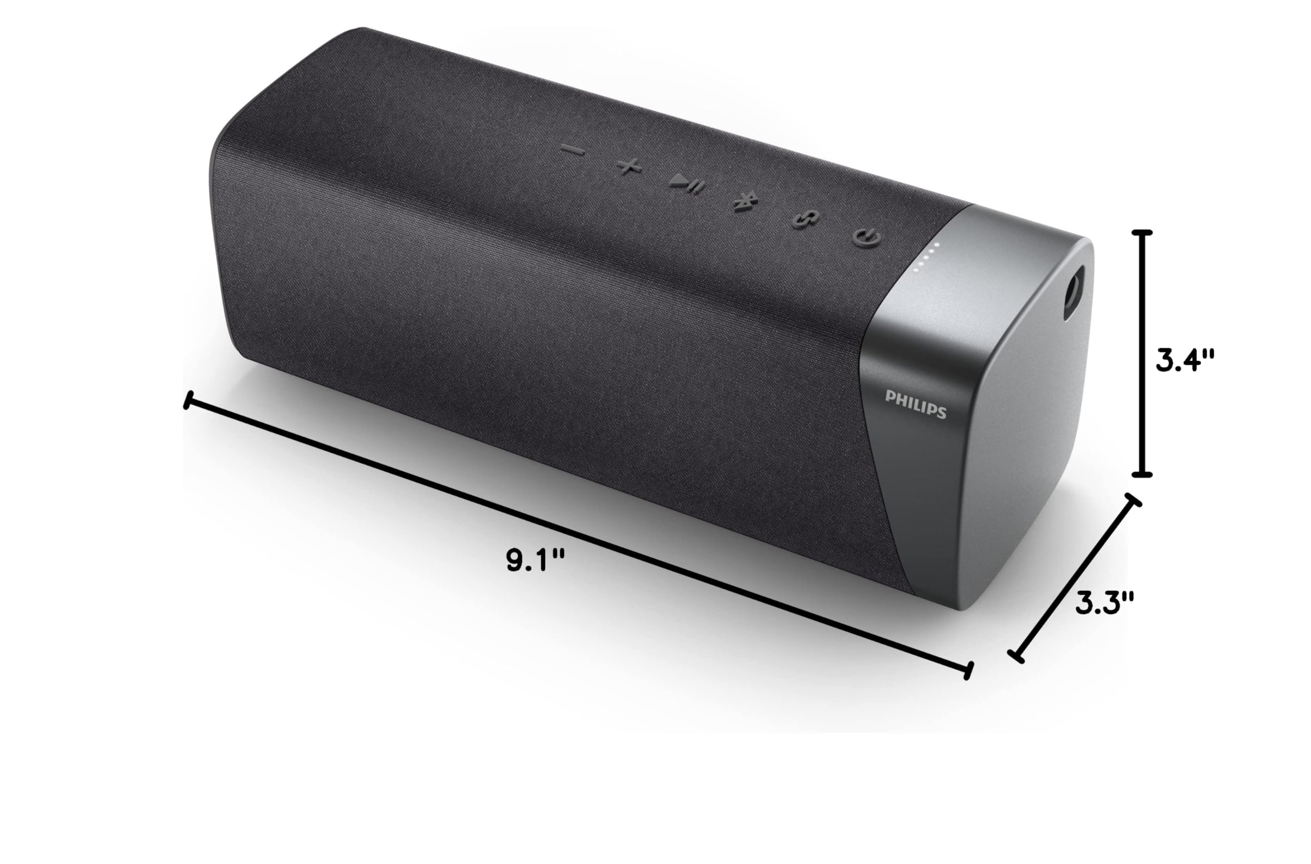 Philips S7505 Wireless Bluetooth Speaker with Built-in Power-Bank, Large Bold Sound, Up to 20 Hours Playtime, IPX7 Waterproof, Shower Ready, Large Size, Gray