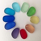 10 Pieces Top Drilled Sea Glass Beads/Beach Glass Beads Pendant for Jewelry Making Earrings Necklace Making (Rainbow, Tiny(9-12 mm Length))