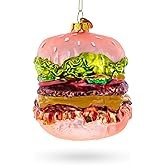 Double Cheeseburger Glass Christmas Ornament
