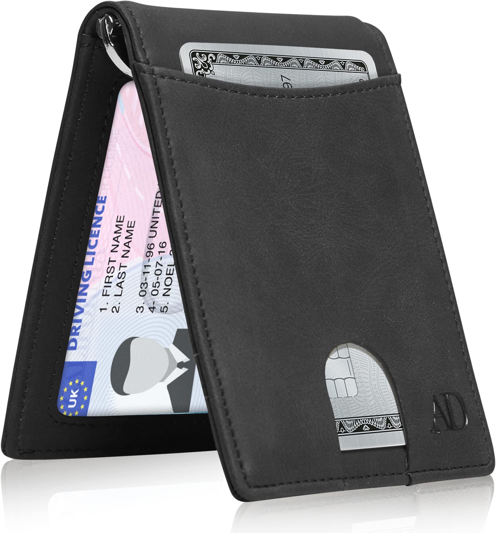 Access Denied Slim Bifold Wallets for Men - Thin Minimalist Money Clip Wallet Mens Front Pocket Credit Card Holder RFID Blocking (Black Crazyhorse)