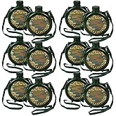 Fun Express Canteen Water Bottle 12 Pack - Kids Safari Party Favors with Adjustable Nylon Strap | 15oz Plastic Camo Water Bottles for Camping, Hiking & Outdoor Adventures | Army Green Design
