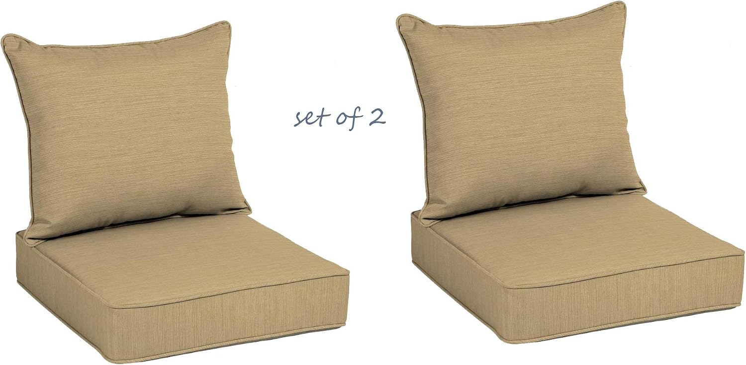 Amazon Com Comfort Classics Inc Wheat Deep Seat Patio Chair Cushion Set Of 2 46x23x5 Home Kitchen