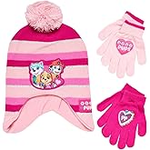 Nickelodeon Paw Patrol Girls Winter Hat and 2 Pair Mittens or Gloves (Age 2-7)