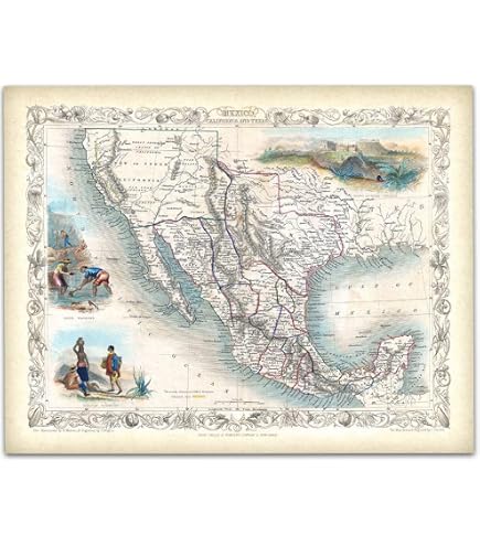 A Map Of The United States Of Mexico 1826 – Vintage Mexican Map Reprint, 20x24