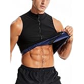 Dokelovy Men's Stand Collar Sauna Vest, Sweat Enhancing Compression Shirt, Workout Waist Trainer Tank Top for Gym Running