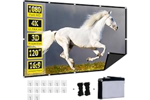 Foldable 120-inch Projector Screen,XINLEMY 4k 16:9 Anti-Crease Portable Washable Projector Backing Black Absorbs Light Movies Screens for Home Theater Backyard Indoor and Outdoor Camping