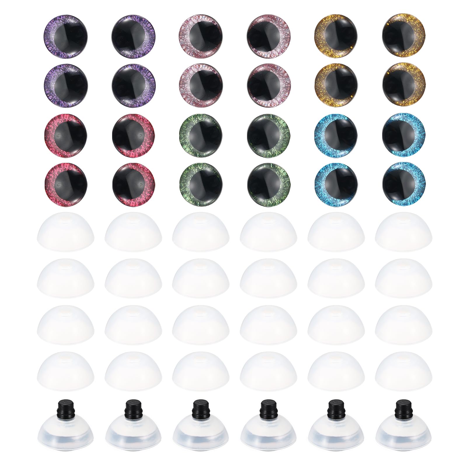 PATIKIL 20mm Flash Safety Eyes, 60 Pcs Safety Eyes Realistic Colorful Crocheting Safety Eyes for Decor Crochet Accessories Craft, Mixed Colors