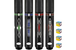 FESHIR Pool Stick Set of 4,Pool Cues Sticks Made of Premium Maple Wood, Includes 4 Extra Billiard Chalk for Pool Cues, 58" Billiard House Bar Pool Cue Sticks for Professional Billiard Players