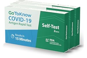 GoToKnow COVID-19 Antigen Rapid Test, 6 Tests Total, 3 Packs, FDA EUA Authorized OTC at-Home Self Test, Results in 15 Minutes with Non-invasive Nasal Swab, Easy to Use & No Discomfort