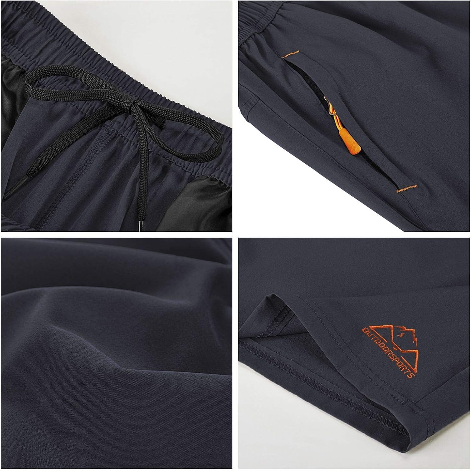 Rdruko Men's Quick Dry Hiking Shorts Lightweight Running Workout Gym Active Shorts with Zipper Pockets: Clothing