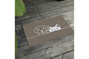 Le courant Dog Cat Food Mat,Rapid Absorbent Pet Feeding Mat,Bone Shaped Dog Placemat Water Bowl Mat with Rubber Backing,No Stains Dog Cat Mats Indoor, Pet Accessories Supplies,Brown-11.8x19.7 in