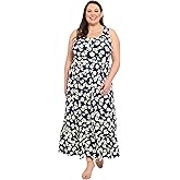 London Times Women's Sleeveless Maxi Ruffle Hem-Tank Strap Summer Defined Waist-Wedding Guest Dress