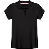 IZOD Girls' School Uniform Short Sleeve Polo Shirt, Button Closure, Comfortable & Soft Interlock Fabric