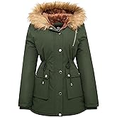 FARVALUE Womens Water-repellent Winter Coat Thicken Puffer Jacket Warm FLeece Lined Parka with Fur Hood