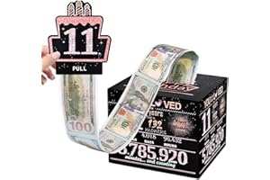 TOYEISHI Money Gift Box, 11th Birthday Decorations For Girls, Birthday Gift For 11 Year Old Girl With 100Pcs Transparent Bags - Black & Rose Gold