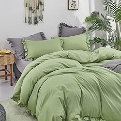 CLOTHKNOW Green Ruffles Comforter Set Full 3Pcs