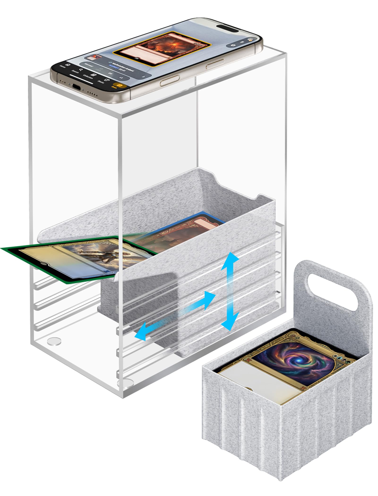 Photo 1 of NiHome Clear Acrylic Trading Card Scanner Stand for MTG Cards, Compatible with Manabox & TCGplayer App, Quickly Scan Sleeved and Unsleeved Cards, Card Slinger Scanstand Accessories