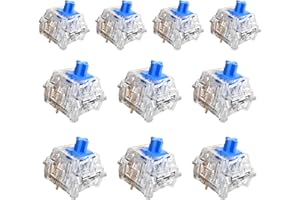 FEJWLVS Zhouwang 50Pcs Crystal Blue Switches, 4Pcs Kailh Box Switches, Dustproof and Waterproof, Strong Tactile Feedback with Crisp Clicky Sound, Suitable for MX Gaming Mechanical Keyboards (54Pcs)