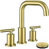 ChiLDano Gold Bathroom Faucet with Drain and Supply Hose, 2 Handles Brushed Gold Widespread Bathroom Faucet for Sink 3 Hole, Bathroom Faucet Gold CH3166BG