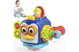 MOONTOY Activity Busy Cube Toddlers 1-3, Sensory Montessori Toys for 1 Year Old Boy Baby Toys 12-18 Months Stocking Stuffers, Airplane Travel Fidget 1st Birthday Valentines Gift Easter Basket Stuffers