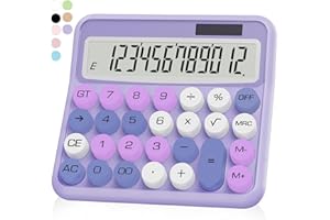 Purple Calculator, UPIHO 12 Digit with Large LCD Display and Big Buttons,Purple Office Accessories for Women Desk,Cute Calculator for Office,School, Home,Business