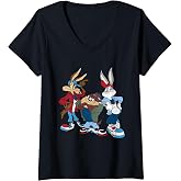Womens Looney Tunes Wiley, Bugs, Taz V-Neck T-Shirt