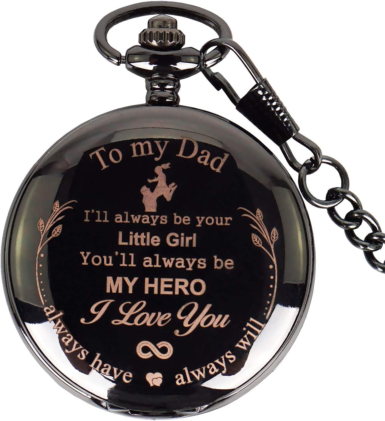 Personalized Gunmetal Engraved Quartz Pocket Watch with Chain - Birthday Anniversary Wedding Party Gifts …