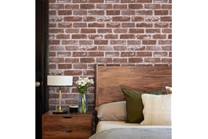 Timeet Brick Wallpaper Peel and Stick Self Adhesive Removable Textured Contact Paper for Bedroom Living Room Wall Decor Vinyl Film Roll Red 17.7"×118.11"