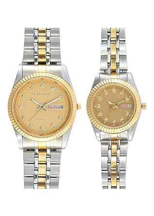 Faleda Gold P6105ttg-Day-Date Multicolor Analog Formal For Couple
