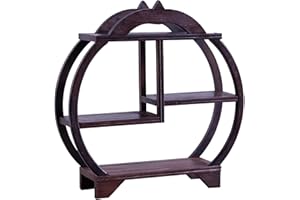 Chewtoyo Round Rosewood Display Stand For Teapots, 11.8 In 3-Tier Wooden Stand, Chinese Display Shelf For Curios Knickknacks