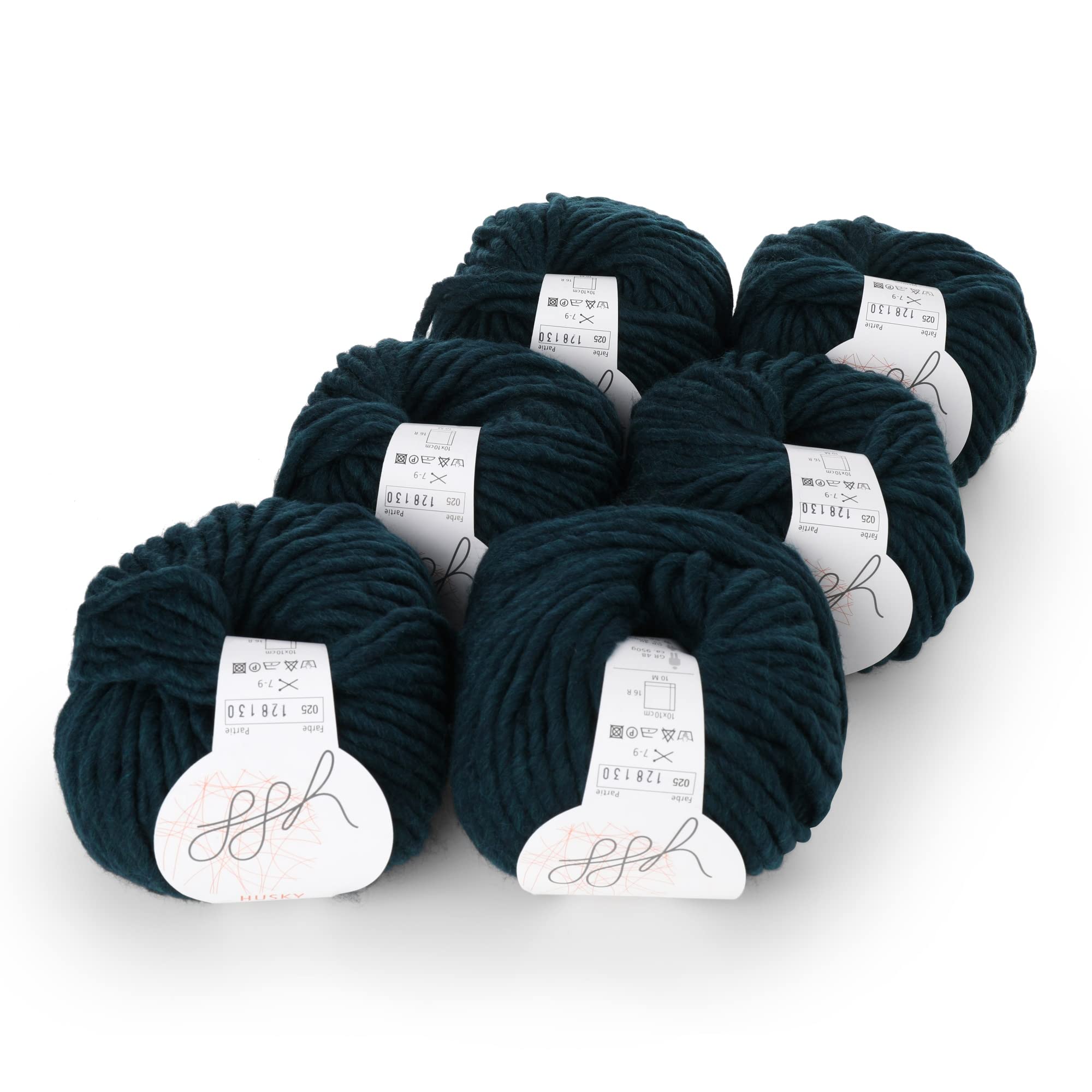 ggh Husky Box - 6 Balls - Thick Virgin Wool - Suitable for Knitting or Crochet - Colour 025 - Deep Teal