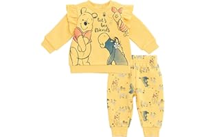 Disney Girls Fleece Sweatshirt and Jogger Pants Outfit Set Newborn to Big Kid Sizes (Newborn - 14-16)