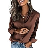 Zeagoo Satin Blouses for Women Silk Button Down Shirts Long Sleeve Business Casual Tops