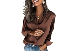 Zeagoo Satin Blouses for Women Silk Button Down Shirts Long Sleeve Business Casual Tops