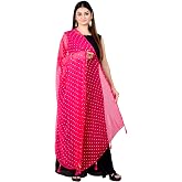 Chandrakala Chiffon Dupatta for Women, Shawl Scarf Wrap Chunni Bridal Scarve Wedding Stole, (D191-P)